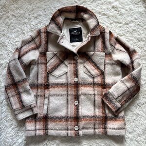 Hollister Plaid Jacket - Brown and Cream